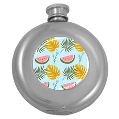 Watermelon Leaves Fruit Foliage Round Hip Flask (5 Oz) by Apen