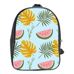 Watermelon Leaves Fruit Foliage School Bag (large) by Apen