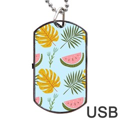 Watermelon Leaves Fruit Foliage Dog Tag Usb Flash (one Side) by Apen