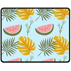 Watermelon Leaves Fruit Foliage Two Sides Fleece Blanket (medium) by Apen