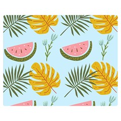 Watermelon Leaves Fruit Foliage Two Sides Premium Plush Fleece Blanket (medium) by Apen