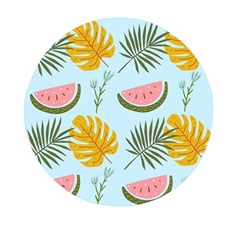 Watermelon Leaves Fruit Foliage Mini Round Pill Box by Apen