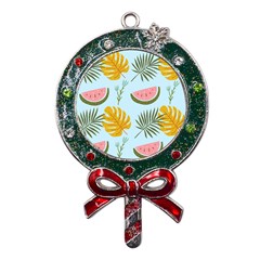 Watermelon Leaves Fruit Foliage Metal X mas Lollipop With Crystal Ornament by Apen