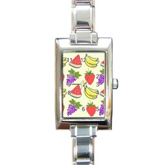 Fruits Pattern Background Food Rectangle Italian Charm Watch