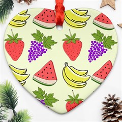 Fruits Pattern Background Food Ornament (Heart)