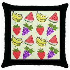 Fruits Pattern Background Food Throw Pillow Case (Black)