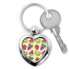 Fruits Pattern Background Food Key Chain (Heart)