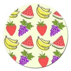 Fruits Pattern Background Food Magnet 5  (Round)