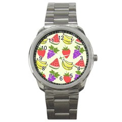 Fruits Pattern Background Food Sport Metal Watch