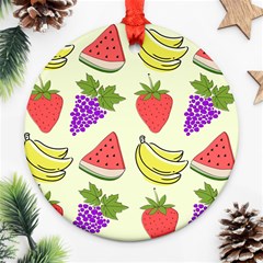 Fruits Pattern Background Food Round Ornament (Two Sides)