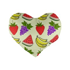 Fruits Pattern Background Food Standard 16  Premium Heart Shape Cushions