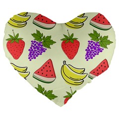 Fruits Pattern Background Food Large 19  Premium Heart Shape Cushions by Apen