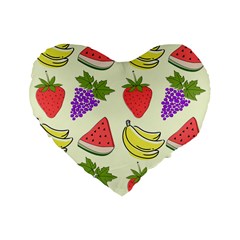 Fruits Pattern Background Food Standard 16  Premium Flano Heart Shape Cushions by Apen