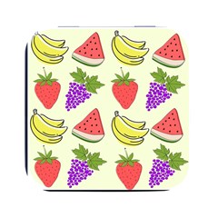 Fruits Pattern Background Food Square Metal Box (Black)