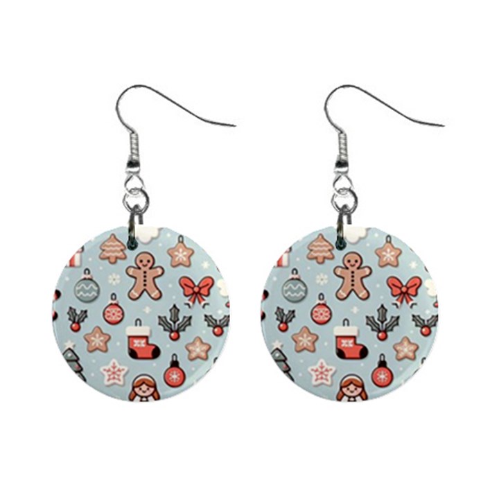 Christmas Cartoon Pattern Mini Button Earrings