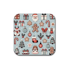 Christmas Cartoon Pattern Rubber Coaster (square) by Apen