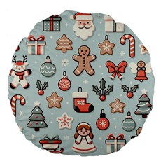 Christmas Cartoon Pattern Large 18  Premium Flano Round Cushions by Apen