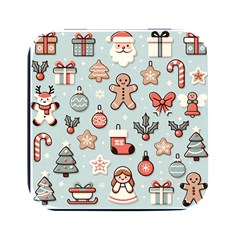 Christmas Cartoon Pattern Square Metal Box (black) by Apen