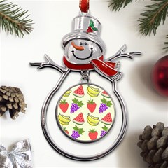 Fruits Pattern Background Food Metal Snowman Ornament