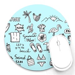 June Doodle Tropical Beach Sand Round Mousepad by Apen