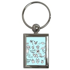 June Doodle Tropical Beach Sand Key Chain (rectangle) by Apen