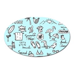 June Doodle Tropical Beach Sand Oval Magnet by Apen