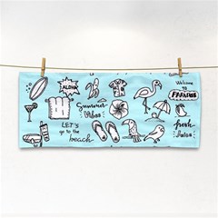 June Doodle Tropical Beach Sand Hand Towel by Apen