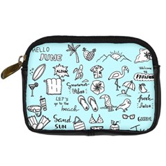 June Doodle Tropical Beach Sand Digital Camera Leather Case by Apen