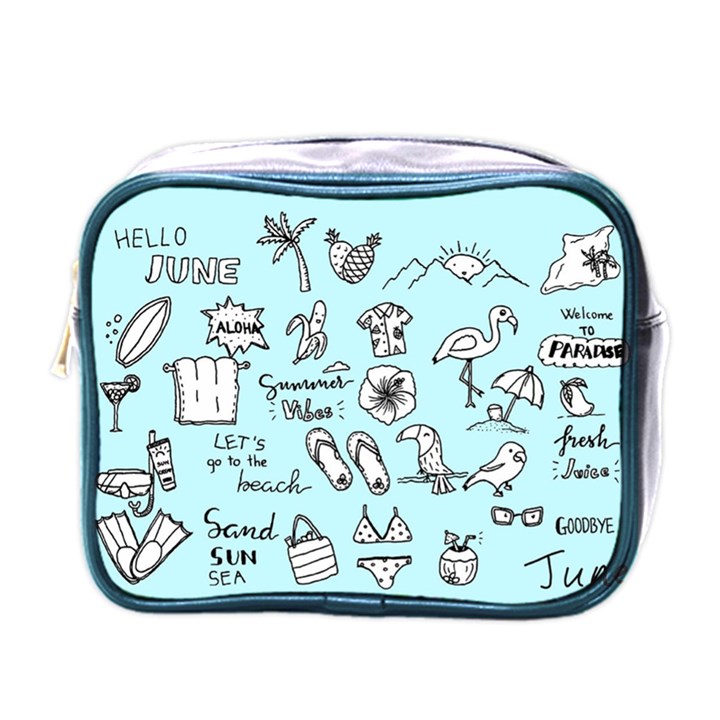 June Doodle Tropical Beach Sand Mini Toiletries Bag (One Side)