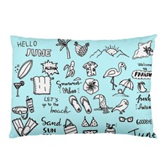 June Doodle Tropical Beach Sand Pillow Case (two Sides) by Apen