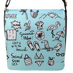 June Doodle Tropical Beach Sand Flap Closure Messenger Bag (s) by Apen