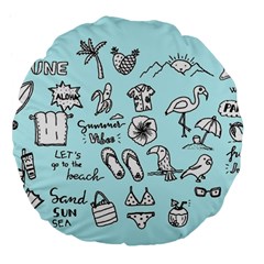 June Doodle Tropical Beach Sand Large 18  Premium Flano Round Cushions by Apen