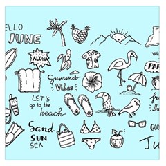 June Doodle Tropical Beach Sand Square Satin Scarf (36  X 36 ) by Apen