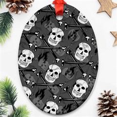 Skull Skeleton Pattern Texture Oval Ornament (two Sides) by Apen