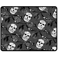 Skull Skeleton Pattern Texture Two Sides Fleece Blanket (medium) by Apen