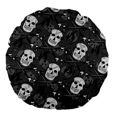 Skull Skeleton Pattern Texture Large 18  Premium Flano Round Cushions by Apen