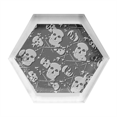 Skull Skeleton Pattern Texture Hexagon Wood Jewelry Box by Apen