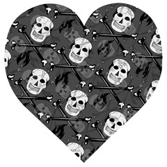 Skull Skeleton Pattern Texture Wooden Puzzle Heart by Apen