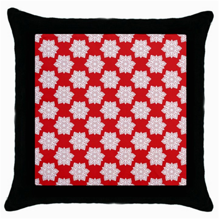 Christmas Snowflakes Background Pattern Throw Pillow Case (Black)