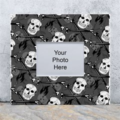 Skull Skeleton Pattern Texture White Wall Photo Frame 5  X 7  by Apen