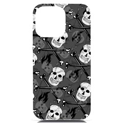 Skull Skeleton Pattern Texture Iphone 14 Pro Max Black Uv Print Case by Apen