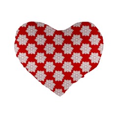 Christmas Snowflakes Background Pattern Standard 16  Premium Flano Heart Shape Cushions by Apen