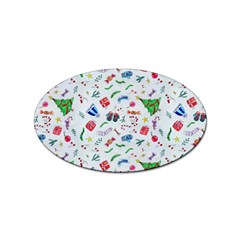 New Year Christmas Winter Pattern Sticker Oval (10 Pack)