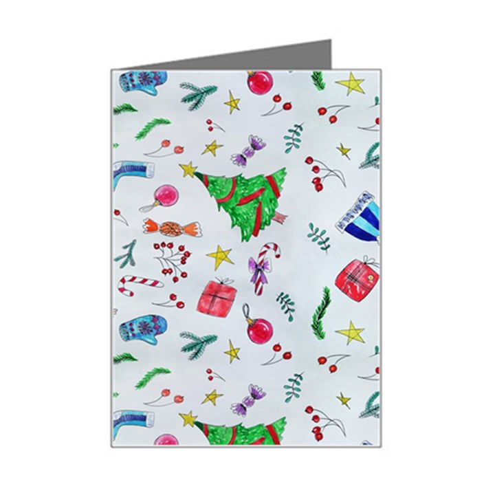 New Year Christmas Winter Pattern Mini Greeting Card