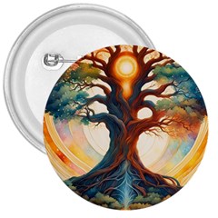 Tree Cosmic Spiritual Meditation 3  Buttons by Apen