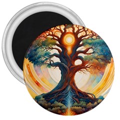 Tree Cosmic Spiritual Meditation 3  Magnets by Apen