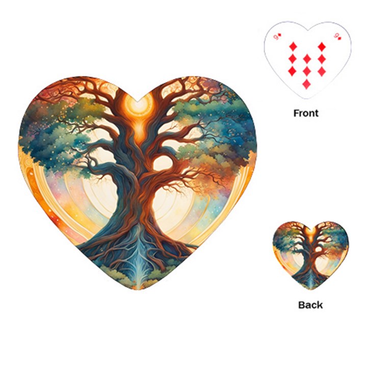 Tree Cosmic Spiritual Meditation Playing Cards Single Design (Heart)