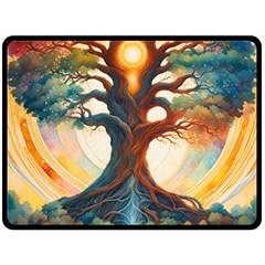 Tree Cosmic Spiritual Meditation Two Sides Fleece Blanket (large) by Apen