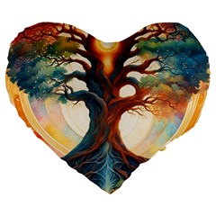 Tree Cosmic Spiritual Meditation Large 19  Premium Flano Heart Shape Cushions by Apen