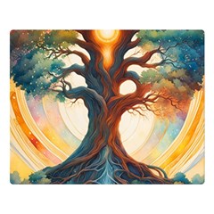 Tree Cosmic Spiritual Meditation Two Sides Premium Plush Fleece Blanket (large) by Apen